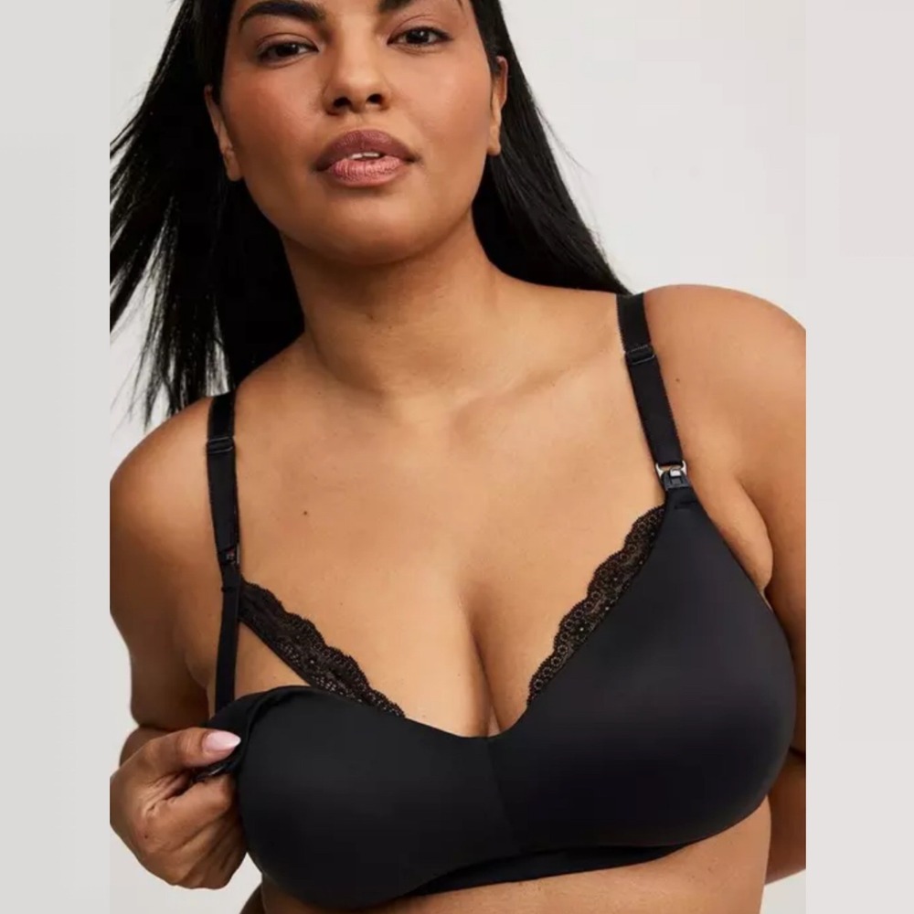 Torrid Wire-Free Black Nursing Bra‎ Womens Sz 48DD Breast Feeding Adjustable NEW